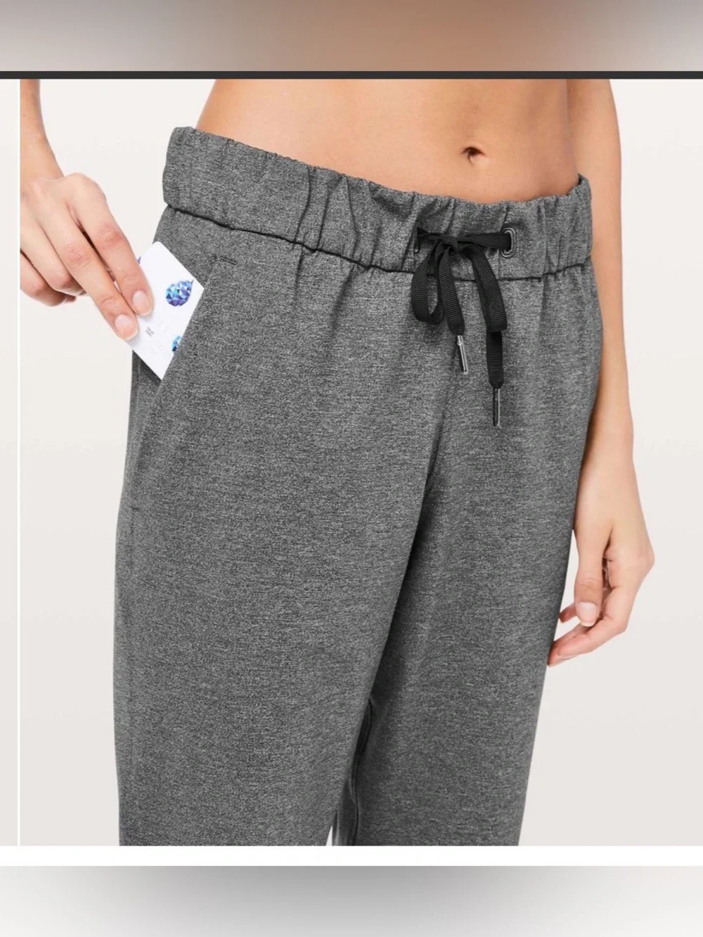 lululemon athletica On The Fly 7/8 Crop Pant in Heathered Black